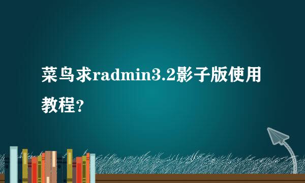 菜鸟求radmin3.2影子版使用教程？