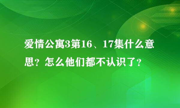 爱情公寓3第16、17集什么意思？怎么他们都不认识了？