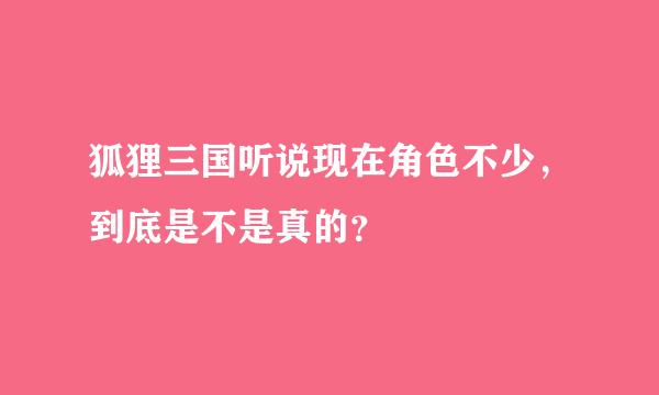 狐狸三国听说现在角色不少，到底是不是真的？