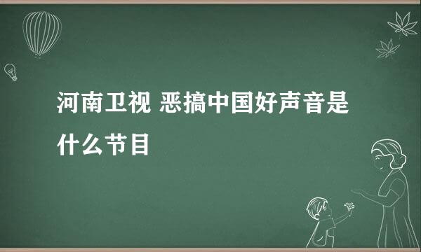 河南卫视 恶搞中国好声音是什么节目