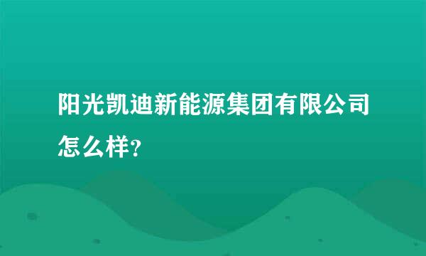 阳光凯迪新能源集团有限公司怎么样？