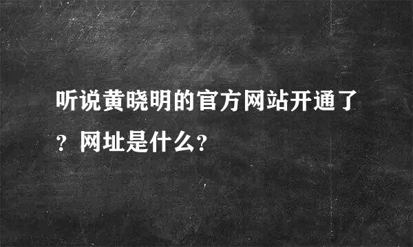 听说黄晓明的官方网站开通了？网址是什么？