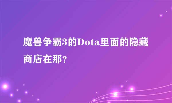 魔兽争霸3的Dota里面的隐藏商店在那？