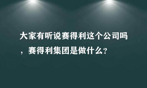 大家有听说赛得利这个公司吗，赛得利集团是做什么？