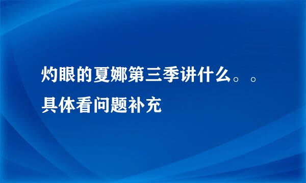 灼眼的夏娜第三季讲什么。。具体看问题补充