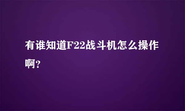 有谁知道F22战斗机怎么操作啊？