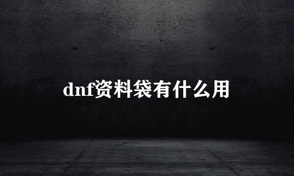 dnf资料袋有什么用