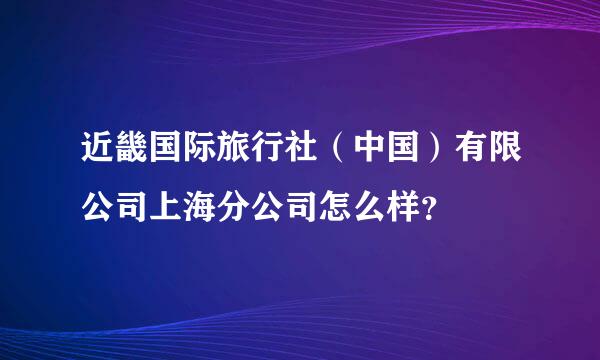 近畿国际旅行社（中国）有限公司上海分公司怎么样？