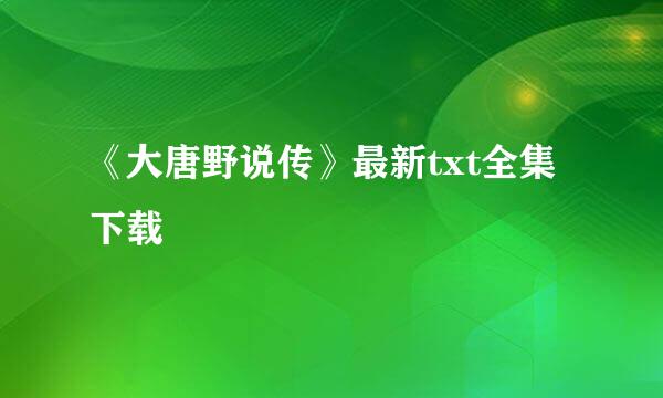 《大唐野说传》最新txt全集下载