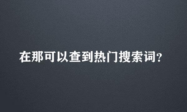 在那可以查到热门搜索词？