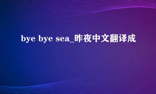 bye bye sea_昨夜中文翻译成