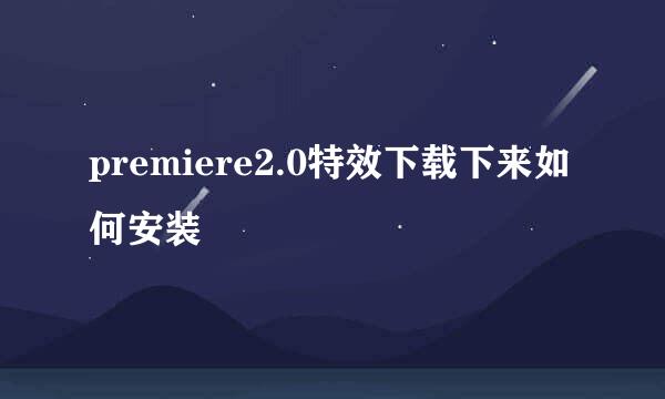 premiere2.0特效下载下来如何安装