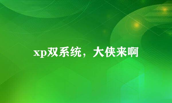 xp双系统，大侠来啊