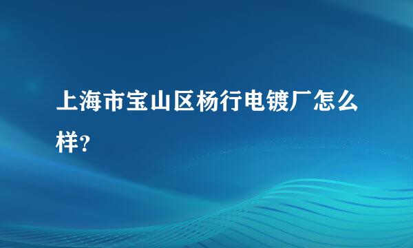 上海市宝山区杨行电镀厂怎么样？