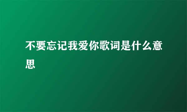 不要忘记我爱你歌词是什么意思