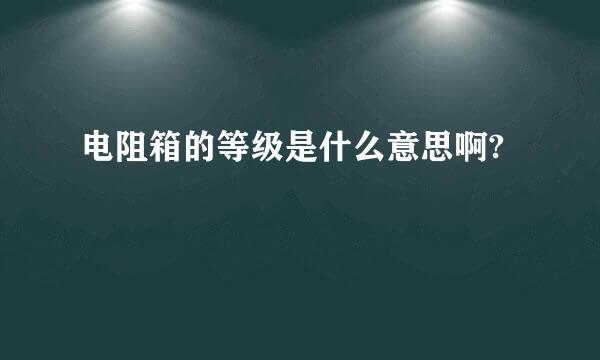 电阻箱的等级是什么意思啊?