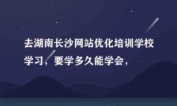 去湖南长沙网站优化培训学校学习，要学多久能学会，