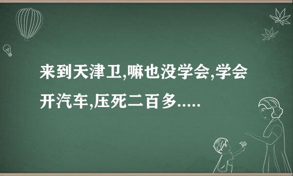 来到天津卫,嘛也没学会,学会开汽车,压死二百多.....后面怎么说?