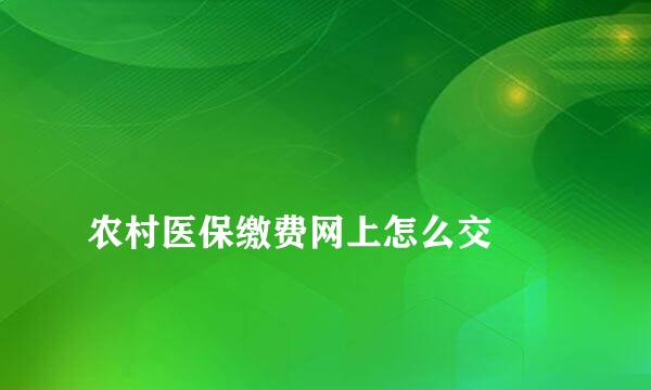 
农村医保缴费网上怎么交
