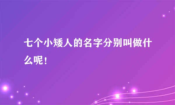 七个小矮人的名字分别叫做什么呢！