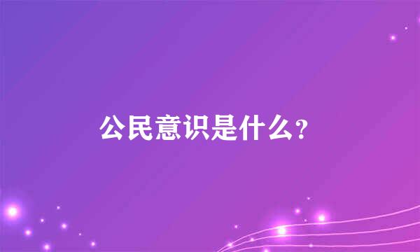 公民意识是什么？