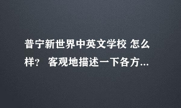 普宁新世界中英文学校 怎么样？ 客观地描述一下各方面的情况，比如环境、师资、伙食、宿舍……