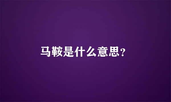 马鞍是什么意思？