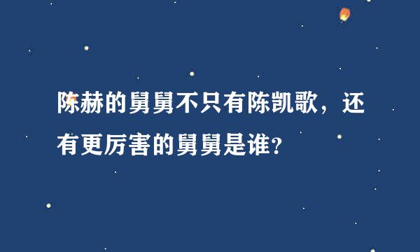 陈赫的舅舅不只有陈凯歌，还有更厉害的舅舅是谁？