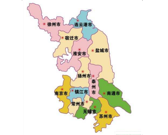 江苏13个省辖市名称及分布地图