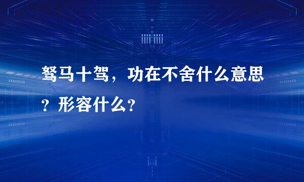 驽马十驾，功在不舍什么意思？形容什么？