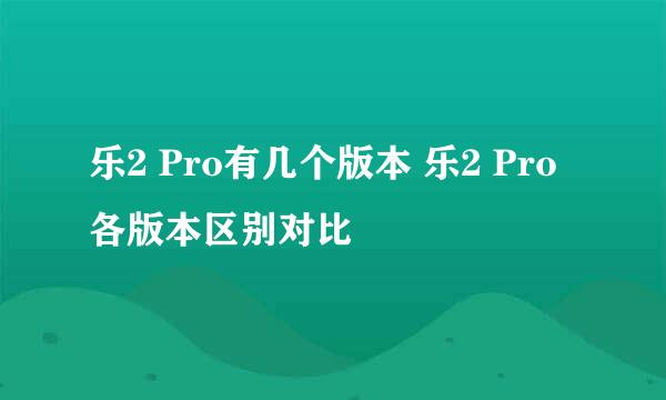 乐2 Pro有几个版本 乐2 Pro各版本区别对比