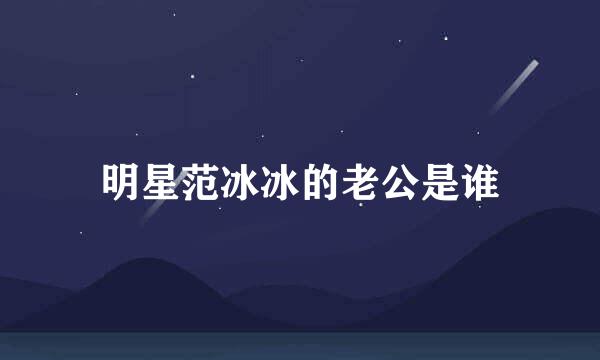 明星范冰冰的老公是谁