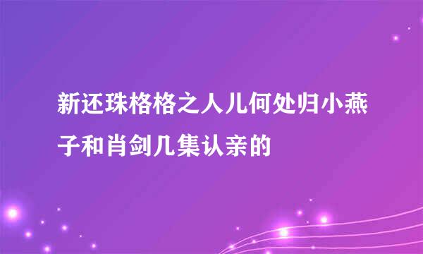 新还珠格格之人儿何处归小燕子和肖剑几集认亲的