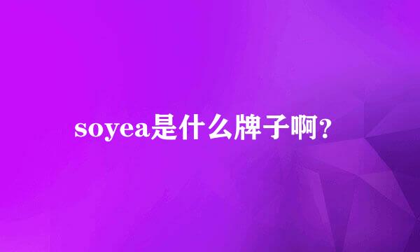 soyea是什么牌子啊？