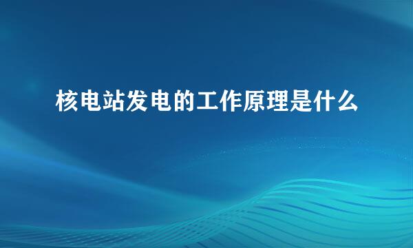 核电站发电的工作原理是什么