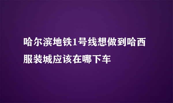 哈尔滨地铁1号线想做到哈西服装城应该在哪下车