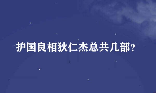 护国良相狄仁杰总共几部？