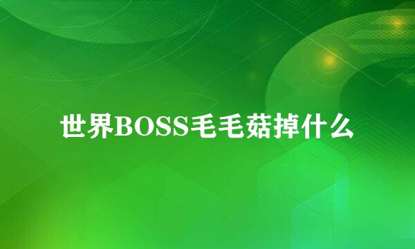 世界BOSS毛毛菇掉什么