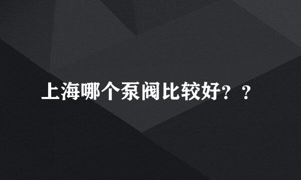 上海哪个泵阀比较好？？