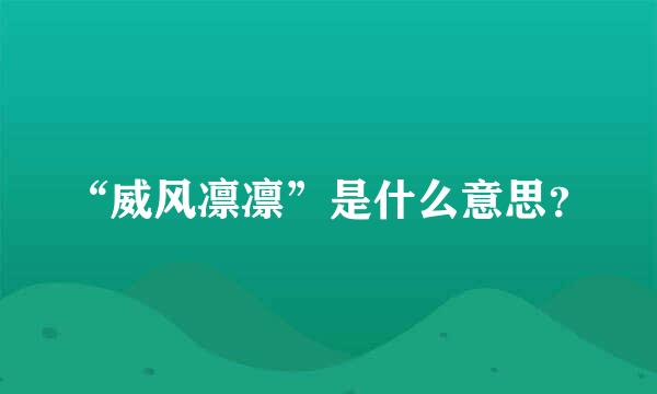 “威风凛凛”是什么意思？