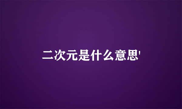 二次元是什么意思'