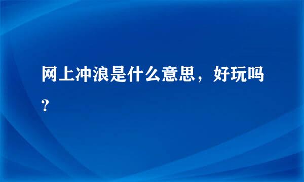 网上冲浪是什么意思，好玩吗？