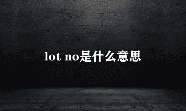 lot no是什么意思