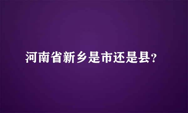 河南省新乡是市还是县？