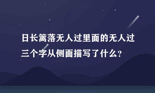 日长篱落无人过里面的无人过三个字从侧面描写了什么？