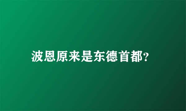 波恩原来是东德首都？