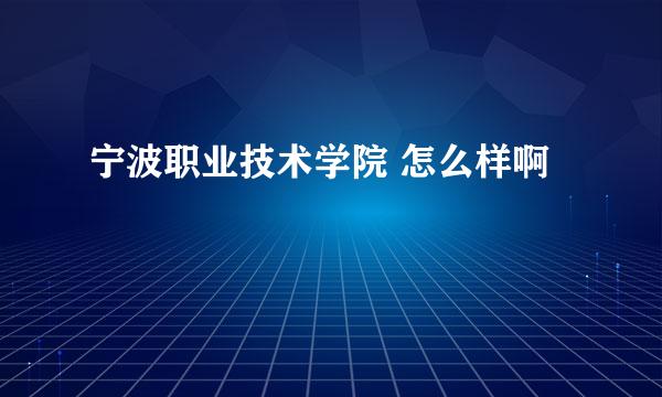 宁波职业技术学院 怎么样啊