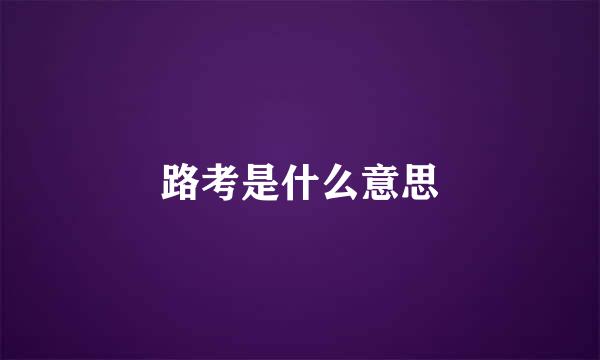 路考是什么意思