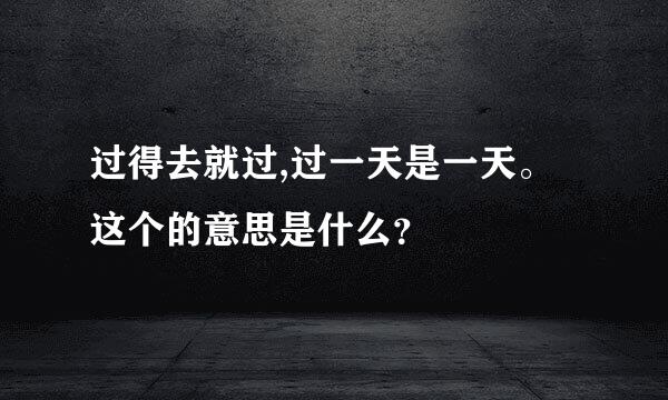 过得去就过,过一天是一天。这个的意思是什么？