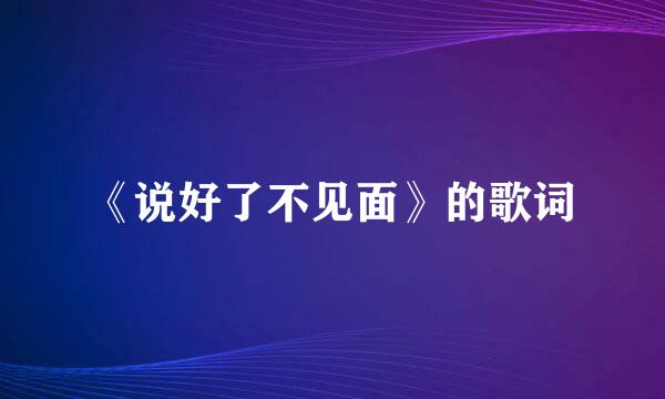 《说好了不见面》的歌词